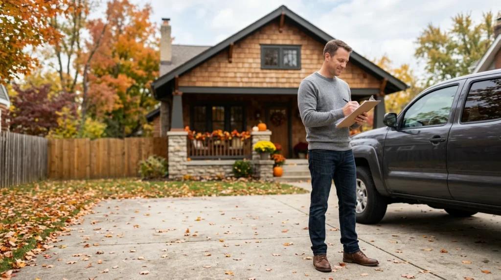 A homeowner working through a seasonal maintenance checklist